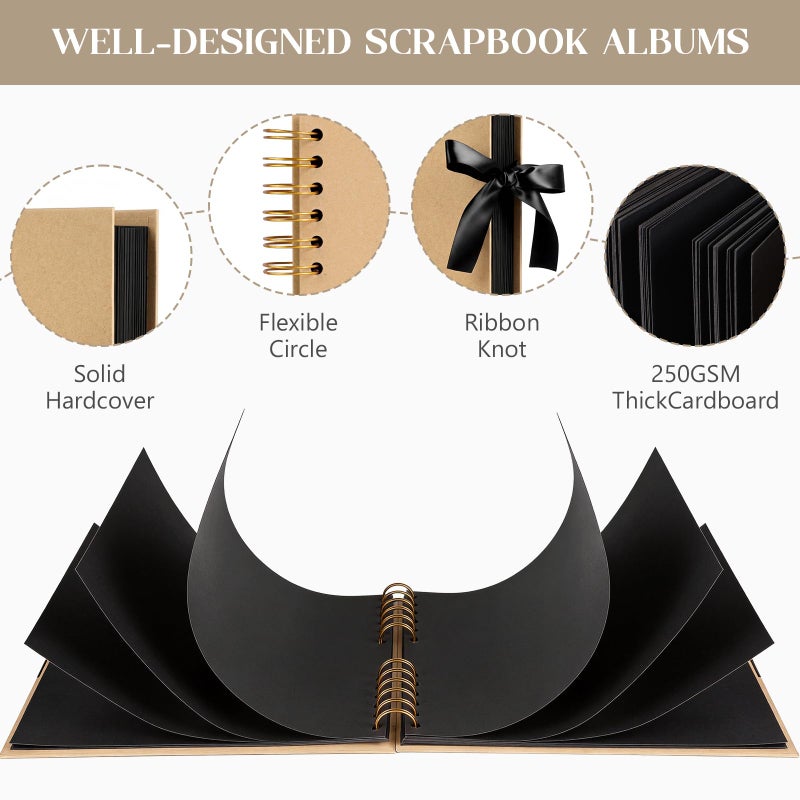 INNOCHEER Brown 8X12 Self Adhesive Scrapbook - 40 Sheets, 80 Pages, Hard Cover, Non-Fading Thick Craft Paper - Image 3